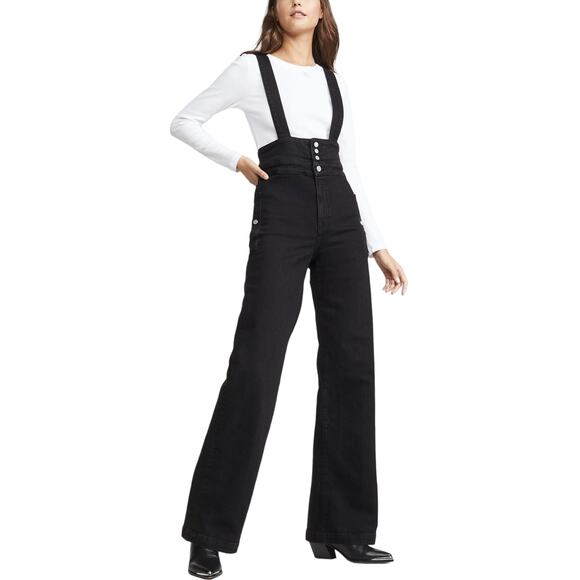 BLDWN Baldwin Faye Carbon Black Overalls Jumpsuit - Picture 1 of 12